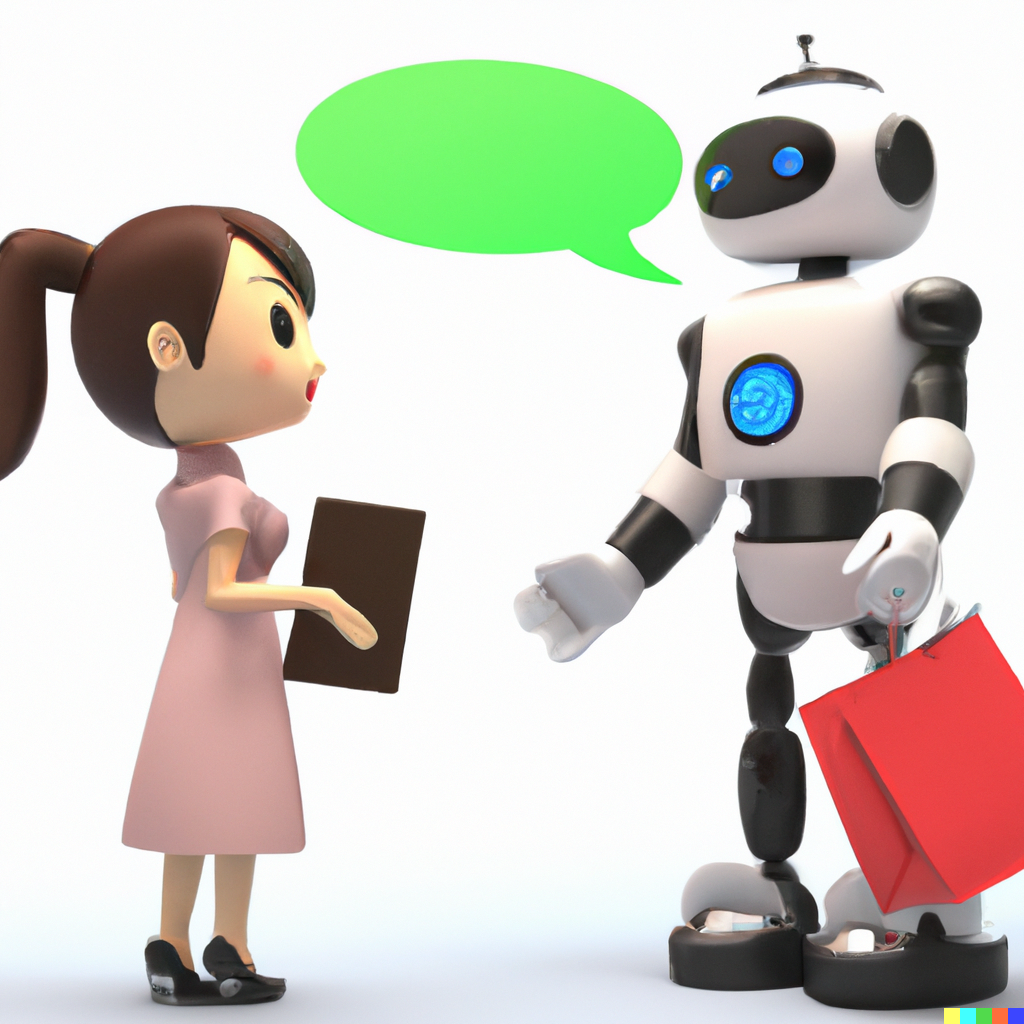 Robot helping customer - DALL-E generated image